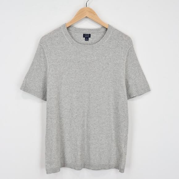 NWT J.Crew Factory Men's Cotton Seed-Stitch Sweater Tee Heather Dove Grey Small - Picture 3 of 9
